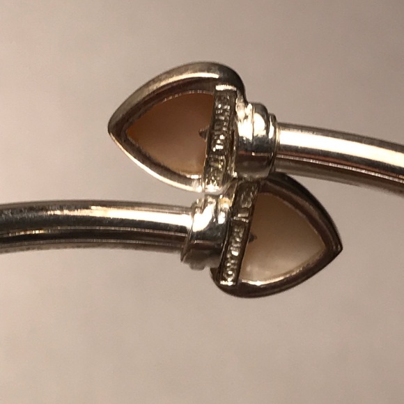 925 Sterling Silver Double Heart Bangle Bracelet - Picture 3 of 5